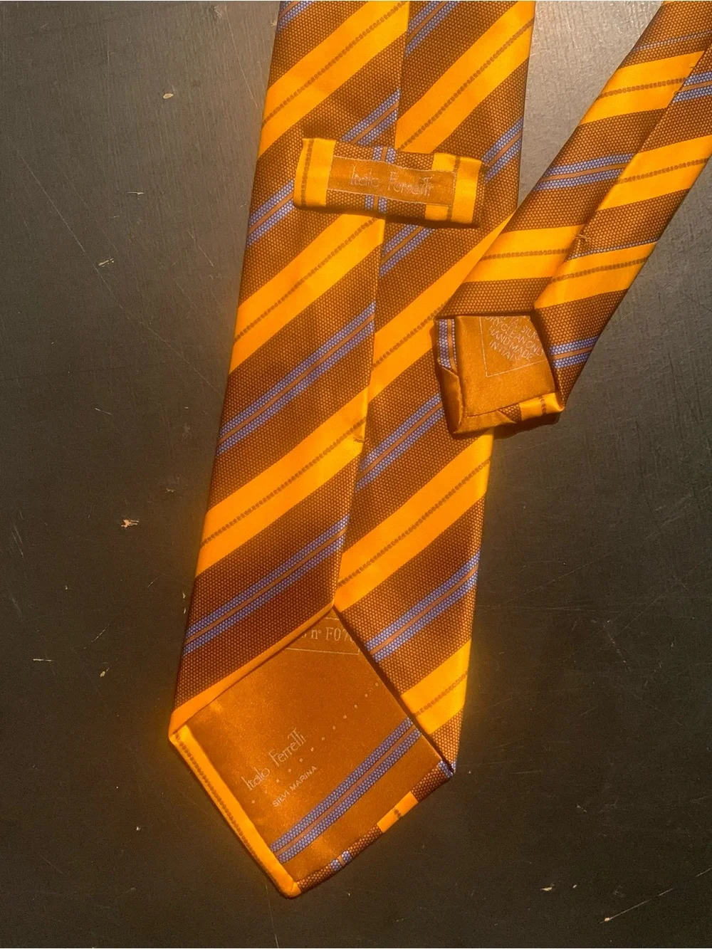 Italo Ferretti Silvi Marina Mens Tie Necktie Silk Italy Hand Made Striped